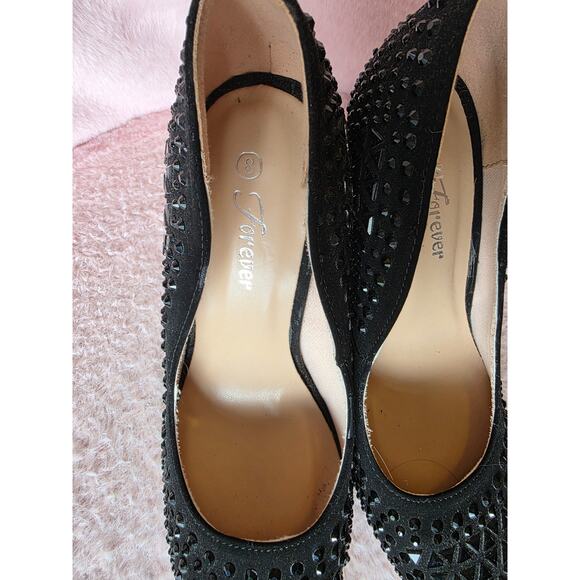 Black studded gem pointed toe pumps by Forever size 8 - Picture 5 of 9